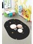Dijital Baskılı Kaymaz Yıkanabilir Balon Yıldız Desenli Oval Çocuk Odası Halısı, O-Çocuk-24-Antrasit, 1