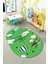 Dijital Baskılı Kaymaz Yıkanabilir Bulut Uçak Desenli Oval Çocuk Odası Halısı, O-Çocuk-23-Yeşil, 1