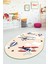 Dijital Baskılı Kaymaz Yıkanabilir Bulut Uçak Desenli Oval Çocuk Odası Halısı, O-Çocuk-23-Krem, 4
