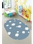 Dijital Baskılı Kaymaz Yıkanabilir Bulut Desenli Oval Çocuk Odası Halısı, O-Çocuk-08-Mavi, 3