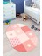 Dijital Baskılı Kaymaz Yıkanabilir Yıldız Kalp Desenli Oval Çocuk Odası Halısı, O-Çocuk-10-Pembe, 1