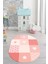 Dijital Baskılı Kaymaz Yıkanabilir Yıldız Kalp Desenli Oval Çocuk Odası Halısı, O-Çocuk-10-Pembe, 2