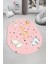 Dijital Baskılı Kaymaz Yıkanabilir Zürafa Fil Aslan Oval Çocuk Odası Halısı, O-Çocuk-35-Pembe, 1