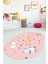 Dijital Baskılı Kaymaz Yıkanabilir Zürafa Fil Aslan Oval Çocuk Odası Halısı, O-Çocuk-35-Pembe, 2