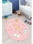 Dijital Baskılı Kaymaz Yıkanabilir Zürafa Fil Aslan Oval Çocuk Odası Halısı, O-Çocuk-35-Pembe, 5