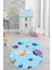 Dijital Baskılı Kaymaz Yıkanabilir Uzay Temalı Oval Çocuk Odası Halısı, O-Çocuk-38-Mavi, 5