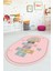 Dijital Baskılı Kaymaz Yıkanabilir Seksek Eğitici Oval Çocuk Odası Oyun Halısı, O-Çocuk-31-Pembe, 3