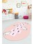 Unicornlu Sek Sek Desen Yıkanabilir Eğlenceli Oval Çocuk Odası Oyun Halısı, O-Çocuk-37-Pembe, 2