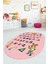 Dijital Baskılı Kaymaz Yıkanabilir Alfabe Eğitici Oval Çocuk Odası Oyun Halısı, O-Çocuk-33-Pembe, 2