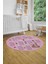 Dijital Kaymaz Yıkanabilir Çarpım Tablosu Desenli Yuvarlak Çocuk Odası Halısı, Y-Çocuk-05-Pembe, 5
