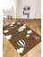 Dijital Baskılı Kaymaz Yıkanabilir Bulut Uçak Desenli Çocuk Odası Halısı, Çocuk-23-Kahve, 5