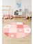 Dijital Baskılı Kaymaz Yıkanabilir Yıldız Kalp Desenli Yuvarlak Çocuk Odası Halısı, Y-Çocuk-10-Pembe, 3