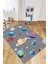 Dijital Baskılı Kaymaz Yıkanabilir Uzay Temalı Çocuk Odası Halısı, Çocuk-38-Gri, 3