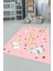 Dijital Baskılı Kaymaz Yıkanabilir Zürafa Fil Aslan Çocuk Odası Halısı, Çocuk-35-Pembe, 4