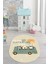 Dijital Baskılı Kaymaz Yıkanabilir Otobüs Safari Desen Oval Çocuk Odası Halısı, O-Çocuk-01-Yeşil, 3