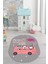Dijital Baskılı Kaymaz Yıkanabilir Otobüs Safari Desen Oval Çocuk Odası Halısı, O-Çocuk-01-Pembe, 3