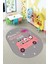 Dijital Baskılı Kaymaz Yıkanabilir Otobüs Safari Desen Oval Çocuk Odası Halısı, O-Çocuk-01-Pembe, 4