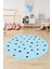 Dijital Kaymaz Yıkanabilir Yıldız Desen Yuvarlak Çocuk Odası Oyun Halısı, Y-Çocuk-32-Mavi, 1