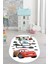 Dijital Kaymaz Yıkanabilir Renkli Arabalar Eğitici Oval Çocuk Odası Halısı, O-Çocuk-03-Beyaz, 3