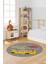 Dijital Kaymaz Yıkanabilir Otobüs Safari Desenli Yuvarlak Çocuk Odası Halısı, Y-Çocuk-01-Sarı, 4
