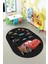 Dijital Kaymaz Yıkanabilir Renkli Arabalar Eğitici Oval Çocuk Odası Halısı, O-Çocuk-03-Antrasit, 4