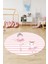 Dijital Kaymaz Yıkanabilir Balerin Kız Desenli Yuvarlak Çocuk Odası Halısı, Y-Çocuk-09-Pembe, 3