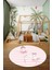 Dijital Kaymaz Yıkanabilir Balerin Kız Desenli Yuvarlak Çocuk Odası Halısı, Y-Çocuk-09-Pembe, 4