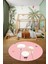 Dijital Kaymaz Yıkanabilir Balon Yıldız Desenli Yuvarlak Çocuk Odası Halısı, Y-Çocuk-24-Pembe, 3
