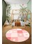 Dijital Baskılı Kaymaz Yıkanabilir Yıldız Kalp Desenli Yuvarlak Çocuk Odası Halısı, Y-Çocuk-10-Pembe, 4