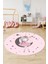 Kaymaz Taban Yıkanabilir Ayda Oturan Prenses Desenli Yuvarlak Çocuk Odası Halısı, Y-Çocuk-13-Pembe, 3