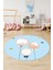 Dijital Kaymaz Yıkanabilir Balon Yıldız Desenli Yuvarlak Çocuk Odası Halısı, Y-Çocuk-24-Mavi, 2