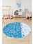 Dijital Kaymaz Yıkanabilir Şehir Trafik Temalı Yuvarlak Çocuk Odası Oyun Halısı, Y-Çocuk-19-Mavi, 2