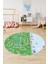 Dijital Kaymaz Yıkanabilir Şehir Trafik Temalı Yuvarlak Çocuk Odası Oyun Halısı, Y-Çocuk-19-Yeşil, 2