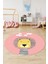 Dijital Baskılı Kaymaz Yıkanabilir Zürafa Desenli Yuvarlak Çocuk Odası Halısı, Y-Çocuk-25-Pembe, 1