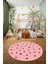 Dijital Kaymaz Yıkanabilir Yıldız Desen Yuvarlak Çocuk Odası Oyun Halısı, Y-Çocuk-32-Pembe, 2