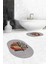 Dijital Baskılı Yıkanabilir Renkli Yaprak Desen Ikili Banyo Halısı Oval, Klozet-27-Gri, 2