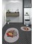 Dijital Baskılı Yıkanabilir Renkli Yaprak Desen Ikili Banyo Halısı Oval, Klozet-27-Gri, 3