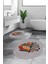 Dijital Baskılı Yıkanabilir Renkli Yaprak Desen Ikili Banyo Halısı Oval, Klozet-27-Gri, 4