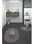 Dijital Baskılı Yıkanabilir Modern Çiçekli Ikili Banyo Halısı Paspas Oval, Klozet-29-Gri, 3
