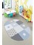 Dijital Baskılı Kaymaz Yıkanabilir Yıldız Kalp Desenli Oval Çocuk Odası Halısı, O-Çocuk-10-Mavi, 3