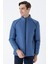 Petrol Mavi Kapitone Dolumlu Dik Yaka Astarlı Slim Fit Dar Kesim Casual Mont 1007235164 4