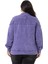 Büyük Beden Pis Dikişli Fermuarlı Yırtmaçlı Parça Boyalı Mor Sweatshirt 3