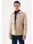 Açık Bej Kaşe Kolej Yaka Astarlı Slim Fit Dar Kesim Casual Mont 1007235172 3