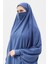 Kadın Tesettür Medine Ipeği Çarşaf Üstü Peçeli Sufle Hijab-Koyu Kot 4