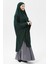Kadın Tesettür Medine Ipeği Çarşaf Üstü Peçeli Sufle Hijab-Zümrüt Yeşili 3