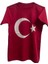 %100 Pamuk Standart Kesim Sıfır Yaka Kısa Kollu Beyaz Ay-Yıldız Baskılı Kırmızı 23 Nisan T-Shirt 1