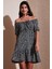 Desenli Slim Fit Carmen Yaka Mini Elbise Kadın Elbise 5865620 2