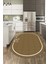 Dijital Baskılı Kaymaz Yıkanabilir Sade Çerçeveli Oval Mutfak Halısı, O-Mutfak-06-Kahve, 2