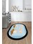 Dijital Baskılı Kaymaz Taban Kitchen Yazılı Modern Oval Mutfak Halısı, O-Mutfak-18-Mavi, 1
