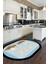 Dijital Baskılı Kaymaz Taban Kitchen Yazılı Modern Oval Mutfak Halısı, O-Mutfak-18-Mavi, 2